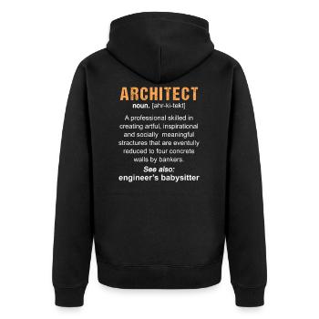 Architekt - Unisex Premium Bio Zip Hoodie - Schwarz - Hinten - Nico (187cm)