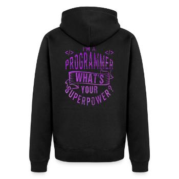 Programmierer - Unisex Premium Bio Zip Hoodie - Schwarz - Hinten - Nico (187cm)