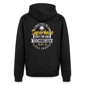 Techniker - Unisex Premium Bio Zip Hoodie - Schwarz - Hinten - Nico (187cm)