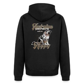Australian Shepherd make me happy - Unisex Premium Organic Zip Hoodie - black - Back - Nico (187cm)