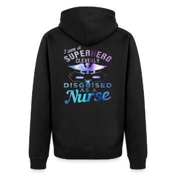 Nurse - Unisex Premium Organic Zip Hoodie - black - Back - Nico (187cm)