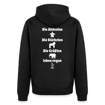 Vegan - Unisex Premium Bio Zip Hoodie - Schwarz - Hinten - Nico (187cm)