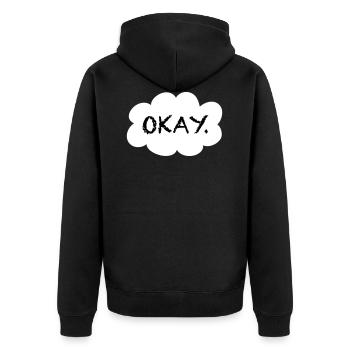 Okay? Okay. - Unisex Premium Bio Zip Hoodie - Schwarz - Hinten - Nico (187cm)