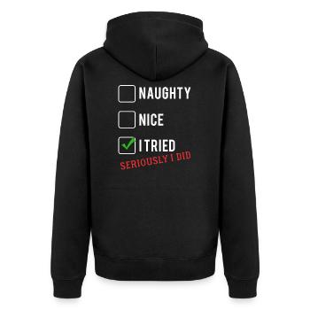Weihnachten - Unisex Premium Bio Zip Hoodie - Schwarz - Hinten - Nico (187cm)