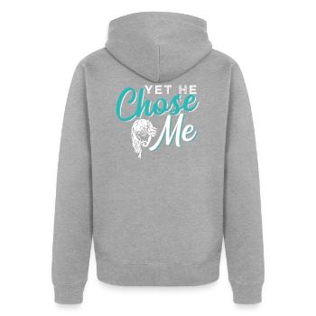 Jésus - Veste à capuche bio Premium Unisexe - gris chiné - Dos - Nico (187cm)