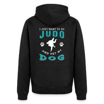 Judo - Unisex Premium Bio Zip Hoodie - Schwarz - Hinten - Nico (187cm)