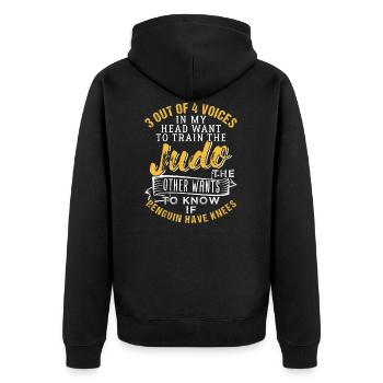 Judo - Unisex Premium Bio Zip Hoodie - Schwarz - Hinten - Nico (187cm)