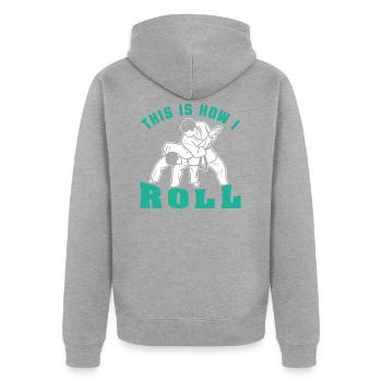 Jiu Jitsu - Unisex Premium Bio Zip Hoodie - Grau meliert - Hinten - Nico (187cm)