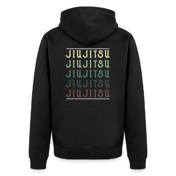 Jiu Jitsu - Unisex Premium Bio Zip Hoodie - Schwarz - Hinten - Nico (187cm)