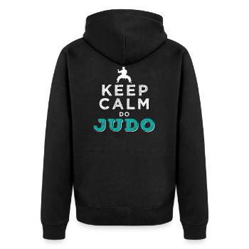 Judo - Unisex Premium Bio Zip Hoodie - Schwarz - Hinten - Nico (187cm)