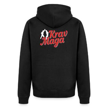 Krav Maga - Unisex Premium Bio Zip Hoodie - Schwarz - Hinten - Nico (187cm)