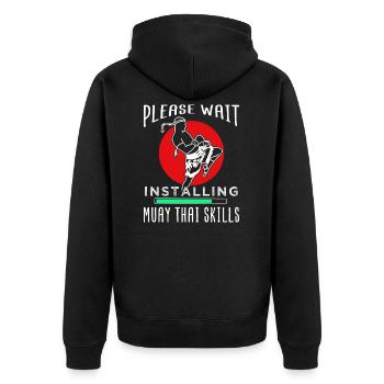 Muay Thai - Unisex Premium Bio Zip Hoodie - Schwarz - Hinten - Nico (187cm)