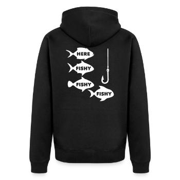 Angler - Unisex Premium Bio Zip Hoodie - Schwarz - Hinten - Nico (187cm)