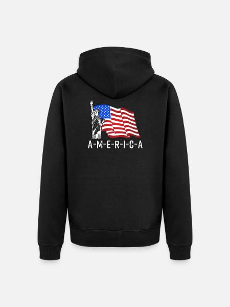 America - Unisex Premium Organic Zip Hoodie - black