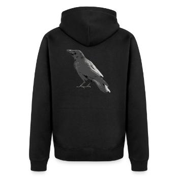 Crow - Unisex Premium Organic Zip Hoodie - black - Back - Nico (187cm)