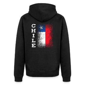 Chile - Unisex Premium Bio Zip Hoodie - Schwarz - Hinten - Nico (187cm)