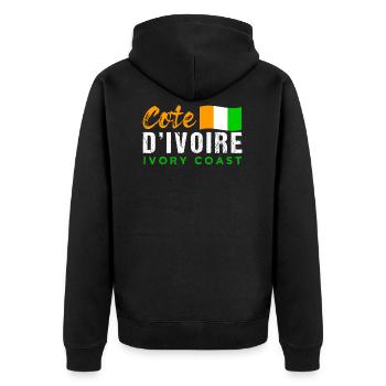 Ivory Coast - Unisex Premium Organic Zip Hoodie - black - Back - Nico (187cm)