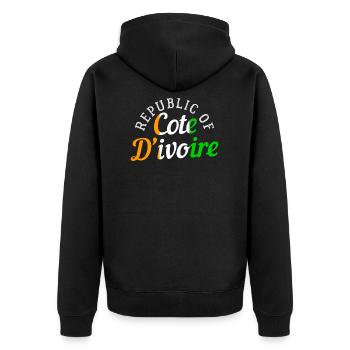 Ivory Coast - Unisex Premium Organic Zip Hoodie - black - Back - Nico (187cm)
