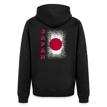 Japan Flagge - Unisex Premium Bio Zip Hoodie - Schwarz - Hinten - Nico (187cm)