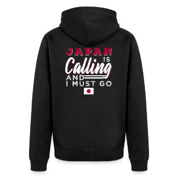 Japan - Unisex Premium Bio Zip Hoodie - Schwarz - Hinten - Nico (187cm)