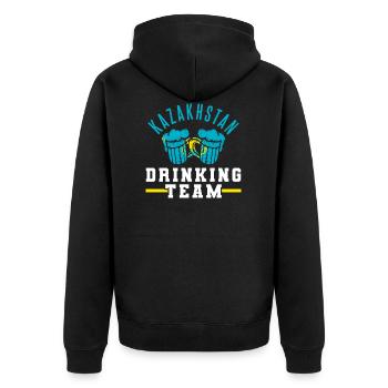 Kasachstan - Unisex Premium Bio Zip Hoodie - Schwarz - Hinten - Nico (187cm)