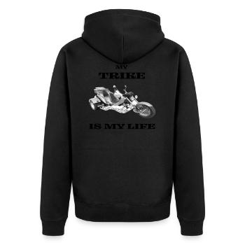 Trike Bike Motorrad Chopper - Unisex Premium Bio Zip Hoodie - Schwarz - Hinten - Nico (187cm)