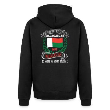 Madagaskar - Unisex Premium Bio Zip Hoodie - Schwarz - Hinten - Nico (187cm)