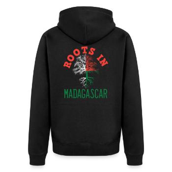 Madagascar - Unisex Premium Organic Zip Hoodie - black - Back - Nico (187cm)