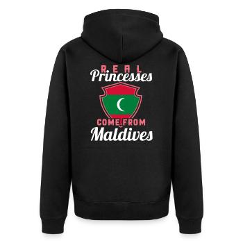 Malediven - Unisex Premium Bio Zip Hoodie - Schwarz - Hinten - Nico (187cm)