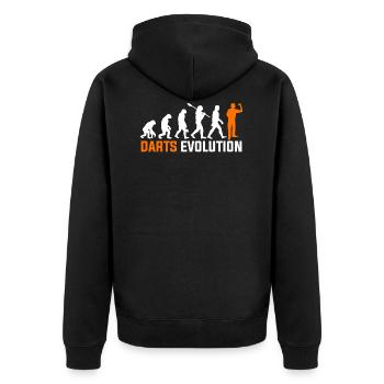 Darts Evolution - Unisex Premium Bio Zip Hoodie - Schwarz - Hinten - Nico (187cm)