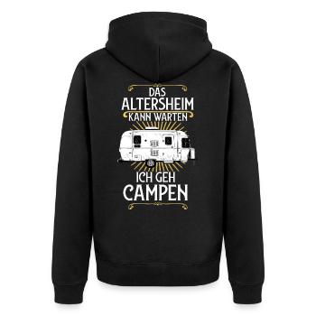Rentner Camping Wohnwagen Rente Opa - Unisex Premium Bio Zip Hoodie - Schwarz - Hinten - Nico (187cm)