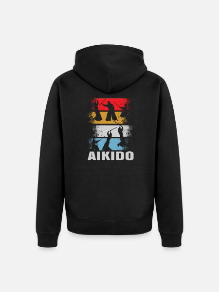 Aikido retro - Unisex Premium Organic Zip Hoodie - black