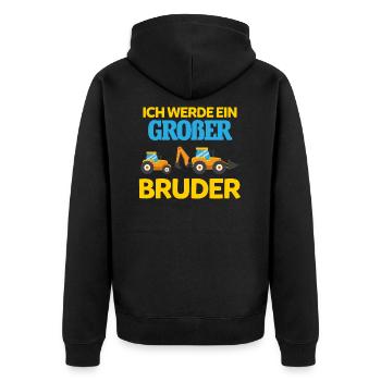 Ich Werde Großer Bruder - Unisex Premium Bio Zip Hoodie - Schwarz - Hinten - Nico (187cm)