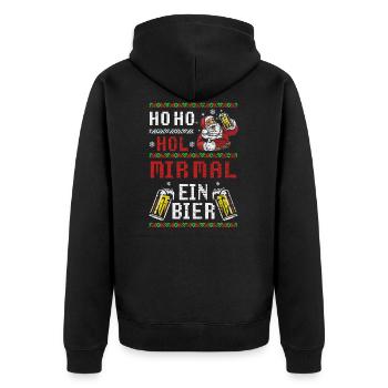 Weihnachten Bier Weihnachtsfeier - Unisex Premium Bio Zip Hoodie - Schwarz - Hinten - Nico (187cm)