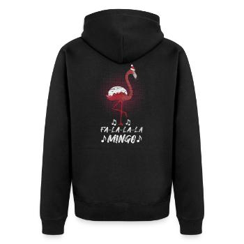 Weinachts Flamingo Weihnachtsfeier - Unisex Premium Bio Zip Hoodie - Schwarz - Hinten - Nico (187cm)