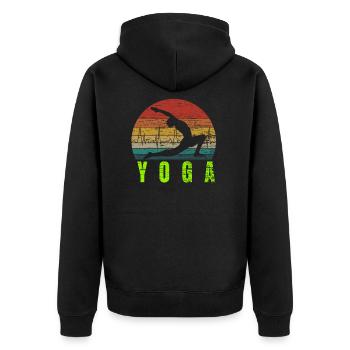 Yoga Pulse Spirituality Wellness - Unisex Premium Organic Zip Hoodie - black - Back - Nico (187cm)