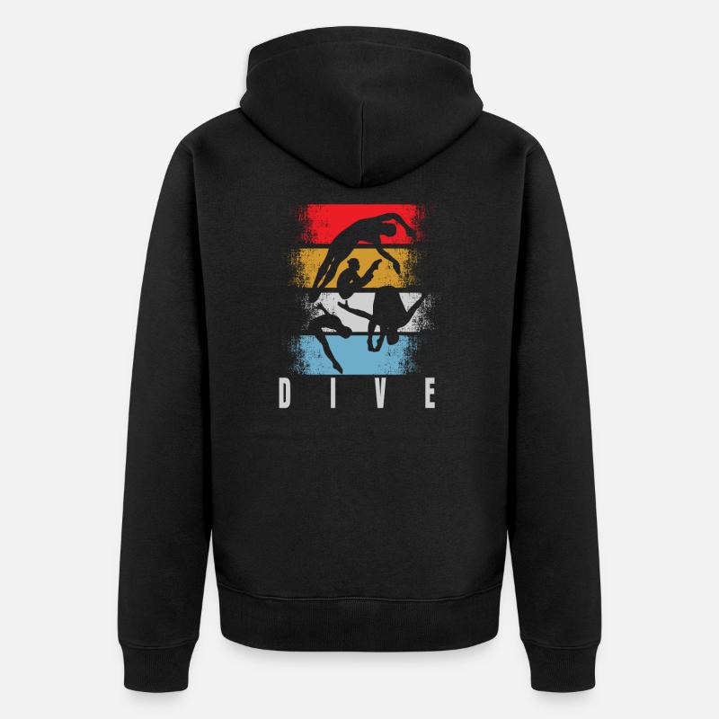Plongée rétro - Veste à capuche bio Premium Unisexe - noir
