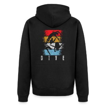 Turmspringen Wasserspringen Retro - Unisex Premium Bio Zip Hoodie - Schwarz - Hinten - Nico (187cm)