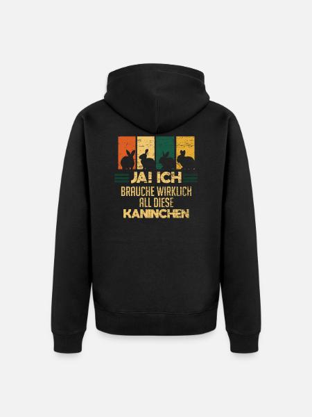 Kaninchen Kaninchenzüchter Hase - Unisex Premium Bio Zip Hoodie - Schwarz