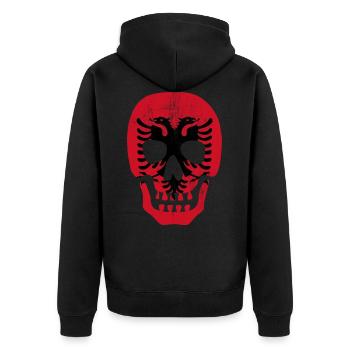 Albanien - Unisex Premium Bio Zip Hoodie - Schwarz - Hinten - Nico (187cm)