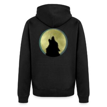 wolf moonlight howl - Unisex Premium Organic Zip Hoodie - black - Back - Nico (187cm)