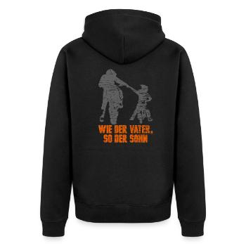 Motocross Vater Sohn Geschenk - Unisex Premium Bio Zip Hoodie - Schwarz - Hinten - Nico (187cm)