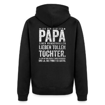 Stolzer Papa einer wundervollen Tochter - Unisex Premium Bio Zip Hoodie - Schwarz - Hinten - Nico (187cm)
