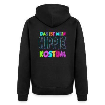 Hippie Kostüm - Unisex Premium Bio Zip Hoodie - Schwarz - Hinten - Nico (187cm)