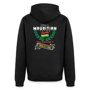 Mauritius - Unisex Premium Organic Zip Hoodie - black - Back - Nico (187cm)