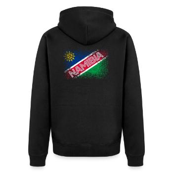 Namibia - Unisex Premium Organic Zip Hoodie - black - Back - Nico (187cm)
