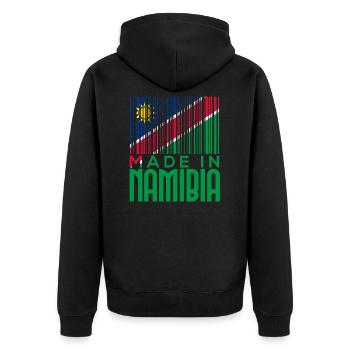 Namibia - Unisex Premium Organic Zip Hoodie - black - Back - Nico (187cm)