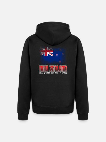 Neuseeland - Unisex Premium Bio Zip Hoodie - Schwarz