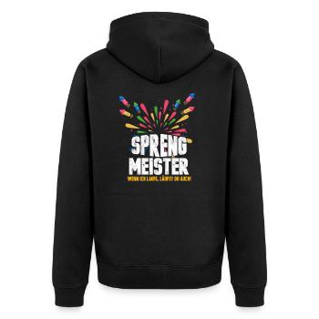 Feuerwerk Silvester Pyrotechnik Feiern Neujahr - Unisex Premium Bio Zip Hoodie - Schwarz - Hinten - Nico (187cm)