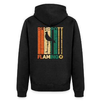 Taube Flamingo Ruhrpott Ruhrgebiet Retro - Unisex Premium Bio Zip Hoodie - Schwarz - Hinten - Nico (187cm)